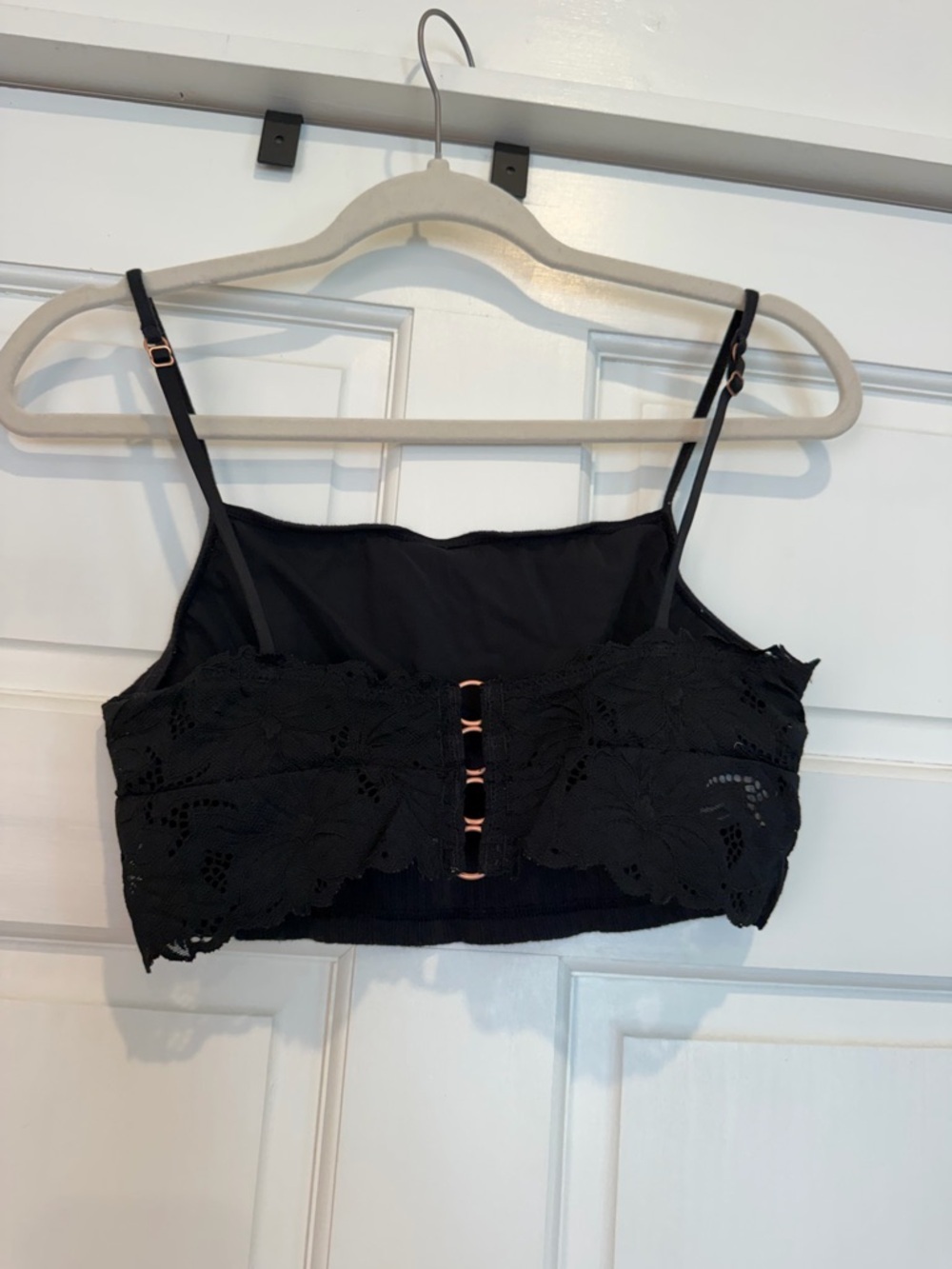 aerie Black Lace Bralette with Rose Gold Metal Hoops - Picture 3 of 4